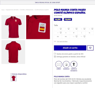 Polo JOMA olimpiadas Tokio España por 15€