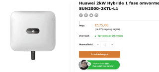Huawei omvormer SUN2000-2KTL-L1 | 1 fase omvormer voor €175