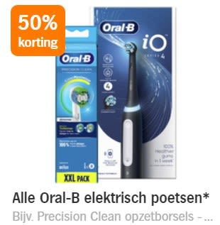 Alle Oral-B elektrisch tandenborstels 50% korting bij de AH