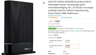 ASUS RT-AX59U - Draadloze router voor €84,99 na cashback bij Amazon