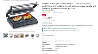 Parrilla eléctrica de contacto marca Severin modelo KG 2394 por 18,69€