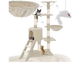 Rascador Tectake Arbol para Gatos 144cm Caseta 3 Ratones Nido Protección Antivuelco por solo 37,79€