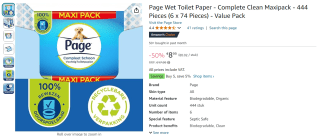 6x 74 stuks Page vochtige doekjes voor €8,99 bij Amazon