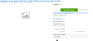 Apple Mac Studio M2 Ultra 24-core cpu, 60-core gpu, 64GB ram, 1TB opslag voor €3.188,23 bij Max ICT