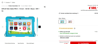 DEPLAY Kids Tablet PRO 4 - Kindertablet voor €109 bij de Mediamarkt