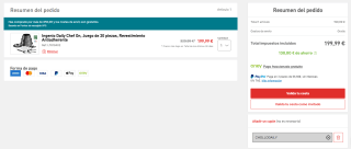 Juego 20 piezas Tefal Ingenio Daily Chef On Revestimiento Antiadherente por 199,99€