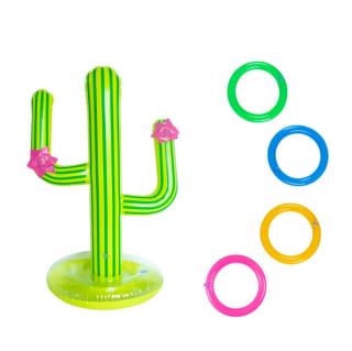 Juego para piscina Cactus hinchable de 65cm + anillos para lanzarlos al cactus