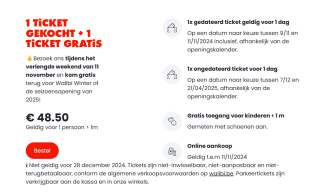 1+1 gratis op Walibi tickets tijdens het verlengde weekend van 11 november