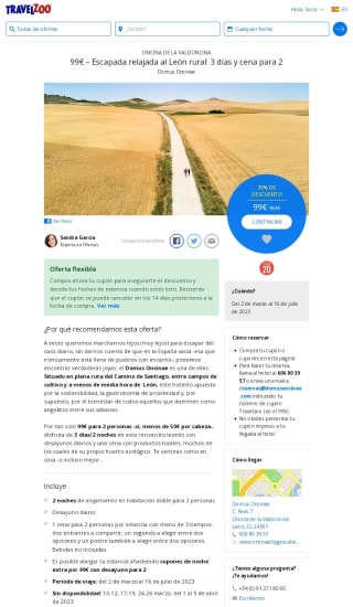 Escapada León rural 3 días + cena por 99€ para 2 personas.