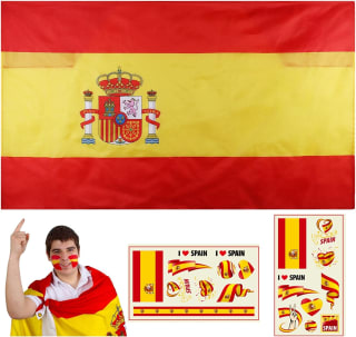Bandera España Grande + tatuajes temporales por solo 1,99€
