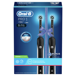 Pack Doble Con Mangos con 2 Cabezales De Recambio de Oral-B Pro 1 790, Recargable Con Tecnología De Braun por 26.6€