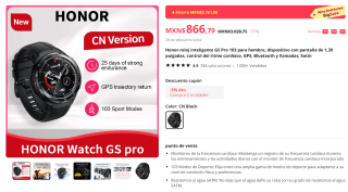 Smartwatch Honor GS Pro por $795 en AliExpress