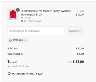 FC Utrecht Rise Pro Mannen Speler Kwartrits Trainingstop 24-25 voor €12 dmv code bij Castore