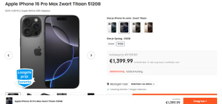 Apple iPhone 16 Pro Max 512GB Zwart voor €1.399,99 bij Ochama