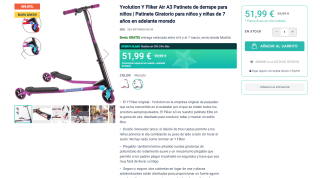 Patinete de derrapar Yvolution Y Fliker Air A3 infantil solo 51,99€