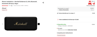 Altavoz inalámbrico Marshall Emberton II, 20 W, Bluetooth por 94€