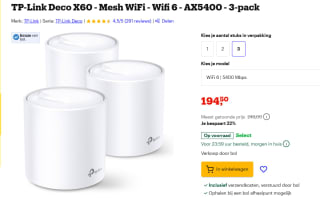 TP-Link X60 DECO 3-Pack routers voor €194,50 bij Bol
