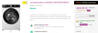 Lavasecadora HISENSE WD3S9043BW3 por 473€