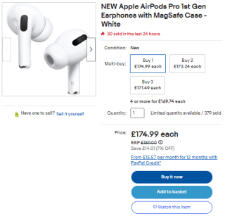 Grab eBay's Apple AirPods Pro earphones with MagSafe case for £157.49