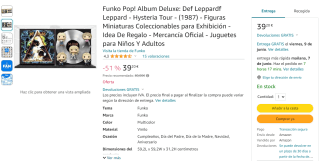 Pack 5 Figuras POP! Albums DLX Vinyl Hysteria Def Leppard por 39,20€