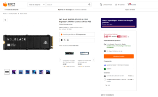 WD Black SN850P 4TB SSD M.2 PCI Express 4.0 NVMe Licencia Oficial PS5 por 349€