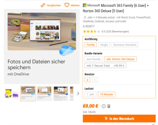 Microsoft 365 family 15 maanden + Norton 360 deluxe voor €69 bij NoteBooksBilliger