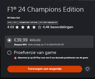F1® 24 Champions Edition voor €39,99 in de Playstation Store
