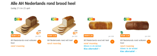 Alle AH Nederlands rond brood heel voor €0,99