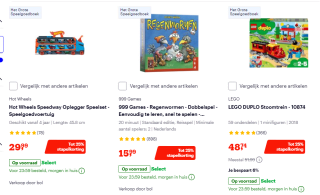 Tot 25% stapelkorting op heel veelspeelgoed bij Bol