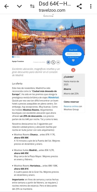 Hoteles Boutique Madrid centro desde 64€ para 2 personas.