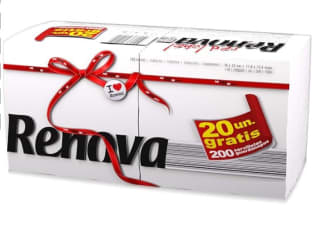 Renova Servilletas de Papel Red Label, 200 Servilletas Blancas, Tamaño Estándar por 1,23€
