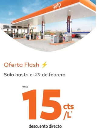 0,15€ el litro mas barato en Gasolineras Galp
