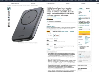 Power Bank UGREEN Nexode Magnético 5000mAh Externa Carga Rápida Portátil PD 15W a solo 20,99€