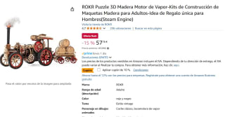 Marca ROKR Puzzle 3D Madera Motor de Vapor-Kits escala 1:28 por 51,98€