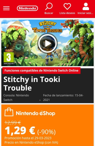 Stitchy in Tooki Trouble Nintendo Switch por 1,29€.