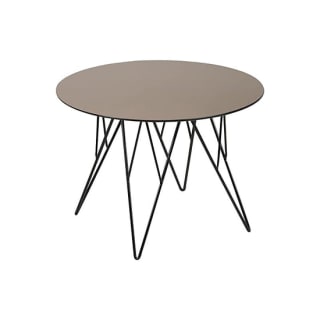 Prudence Mesa de centro, tablero redondo de cristal de espejo y base negra de metal, 80 x 80 x 45 cm por 12.99€