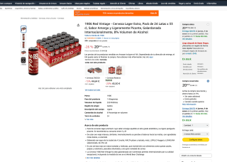 Cerveza 1906 Red Vintage Lager Extra 24 Latas x 33 cl Sabor Amargo y Ligeramente Picante por 20,40€