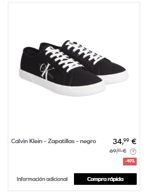 Varios modelos de Zapatillas Calvin Klein por 34,99€