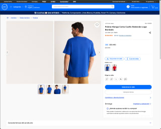Polera Manga Corta Cuello Redondo Logo Bordado por solo $13.490