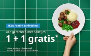 Alle gerechten met balletjes 1+1 gratis bij Ikea Duiven