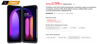 Teléfono LG V60 ThinQ 5G 128GB por $2,710 en AliExpress
