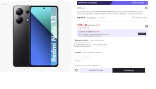 Movil Xiaomi Redmi Note 13 8/128GB por 131.13€ (Cuenta Nueva 119.13€)