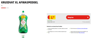 XL Kruidvat Ultra Concentrated afwasmiddel 1 L voor €1,39