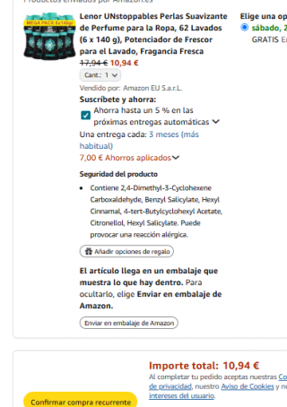 Lenor UNstoppables Perlas Suavizante de Perfume para la Ropa, 62 Lavados por 10,94€