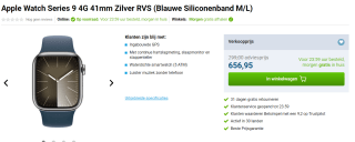 Apple Watch Series 9 4G 41mm Zilver RVS voor €656,95 bij Belsimpel