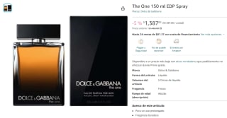 Perfume The One Dolce & Gabanna 150ml por $1,387 en Amazon
