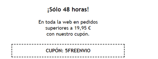 -5% de descuento extra y portes gratis por compras de +19,95€