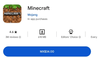 Minecraft por $34 en Google PlayStore