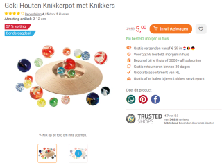 Goki Houten Knikkerpot met Knikkers voor €5 bij Lobbes
