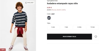 Sudadera con estampado de rayas para Peques Springfield por 4.99€